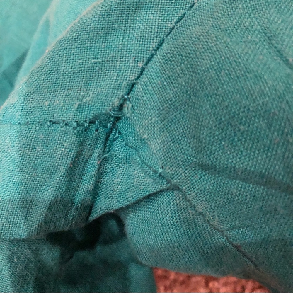 FLAX 100% Linen Pants Rainforest Green Cropped Capri Elastic Waist Size SMALL - Picture 10 of 10